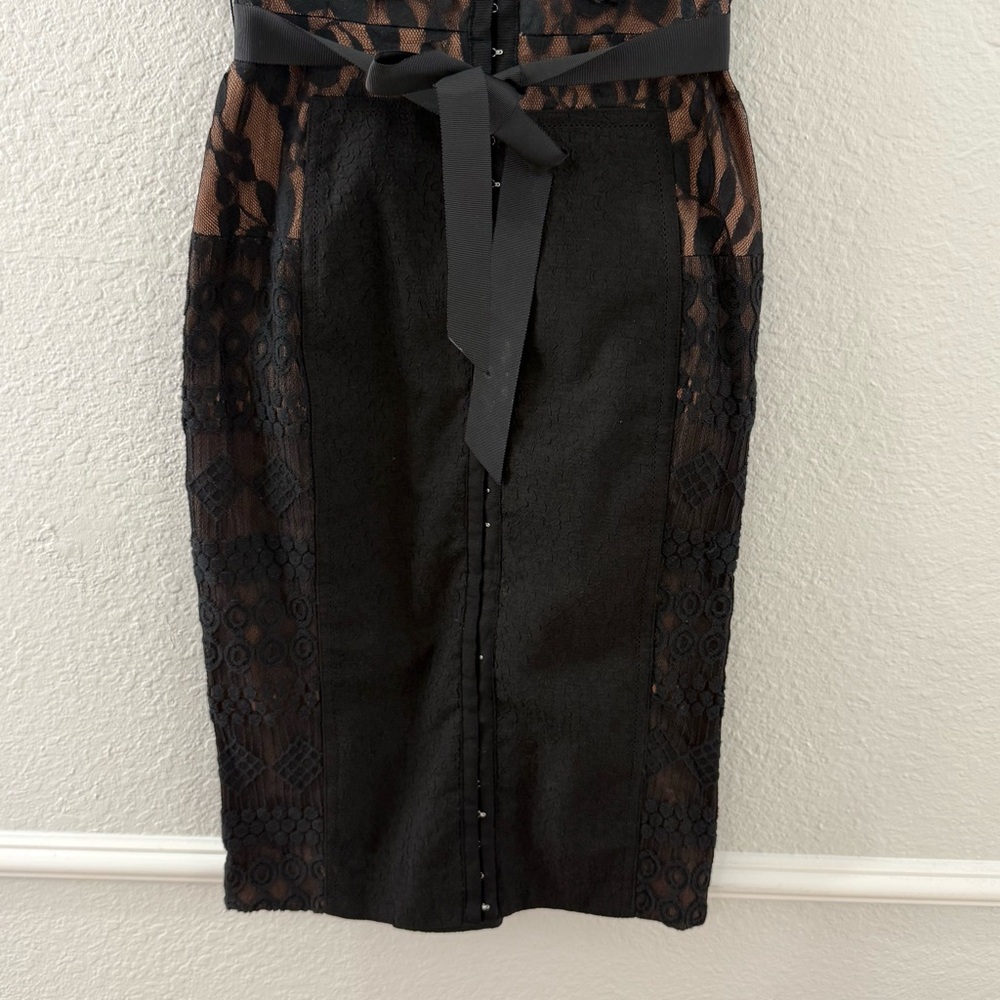 Beguile by Byron Lars Anthropologie Carrisima Black Lace Sheath Dress Size 0 - Picture 9 of 12
